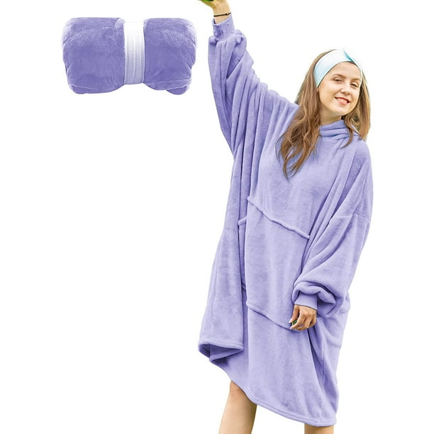 Details about   Wearable Blanket Hoodie Sweatshirt Nightwear Fluffy Teens Hooded Blanket